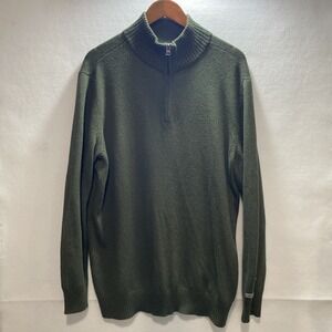 Columbia Mens Mock Neck 1/4 Zip Pullover‎ Sweater, Olive Green, Knit Long Sleeve